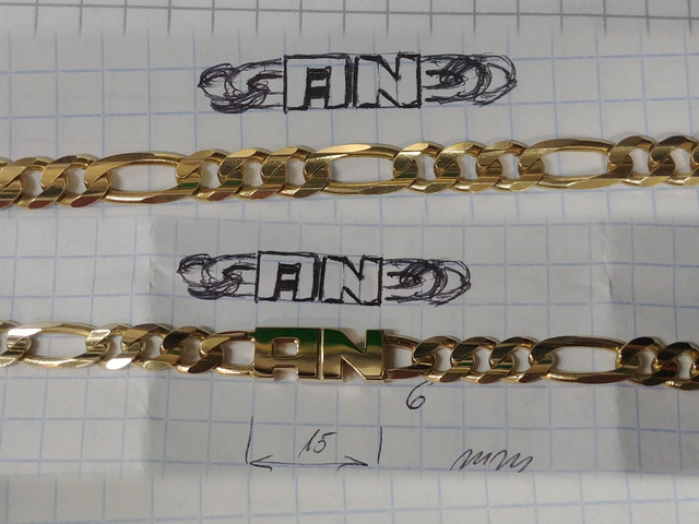 37 Poproszono nas o przedłużenie bransolety, ciekawym rozwiązaniem było wstawienie monogramu