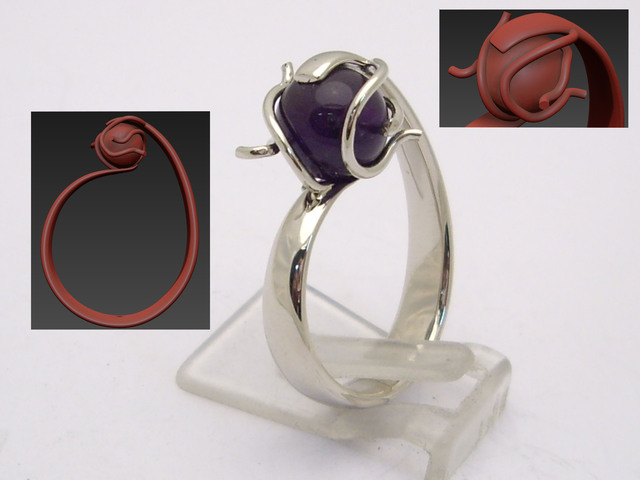 1 Pierścionek który Klient sam zaprojektował na komputerze.