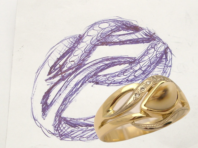 15 Pierścionek z grandelem i brylantami. 